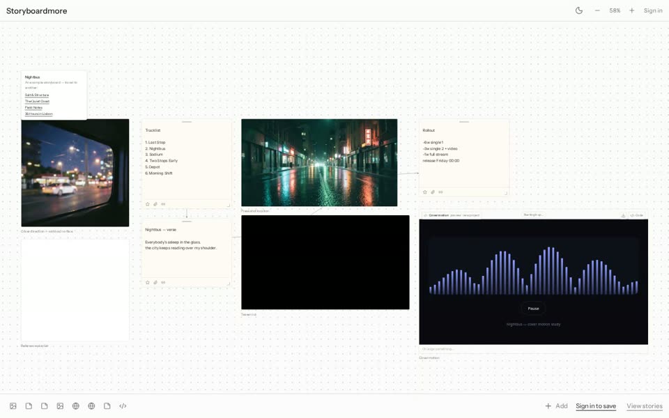 Nightbus storyboard template