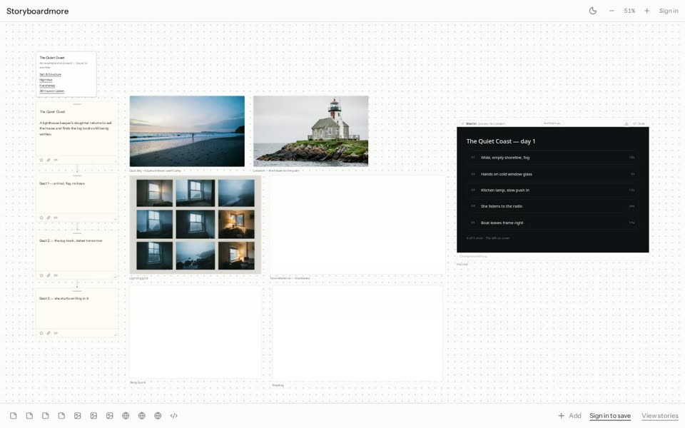 The Quiet Coast storyboard template